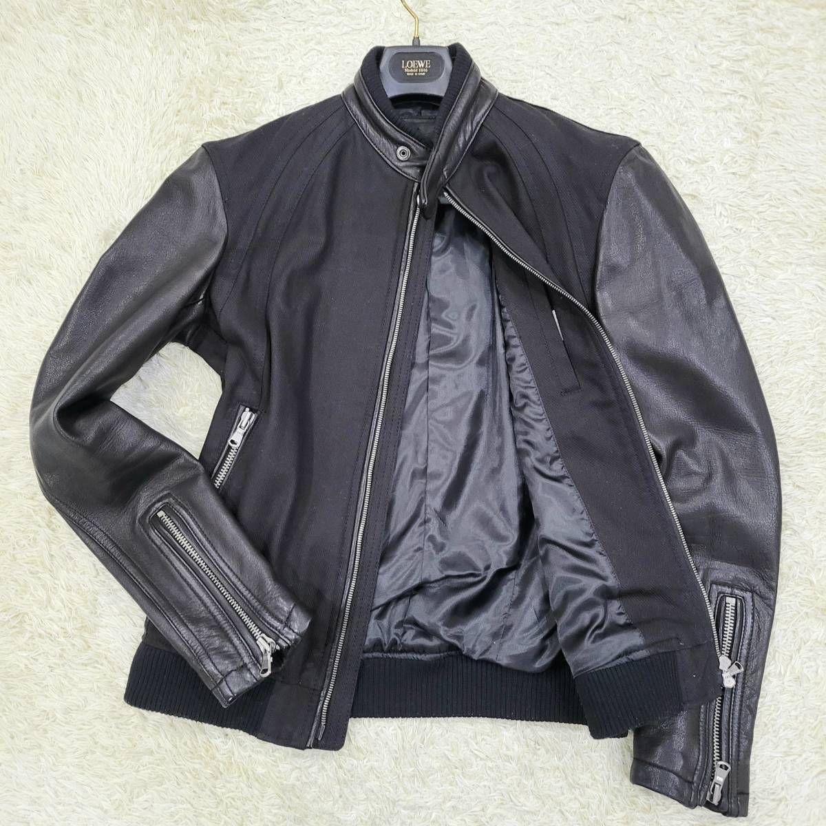 美品 Massimo Dutti マッシモ デュッティ 羊革 ラムレザー シングル 