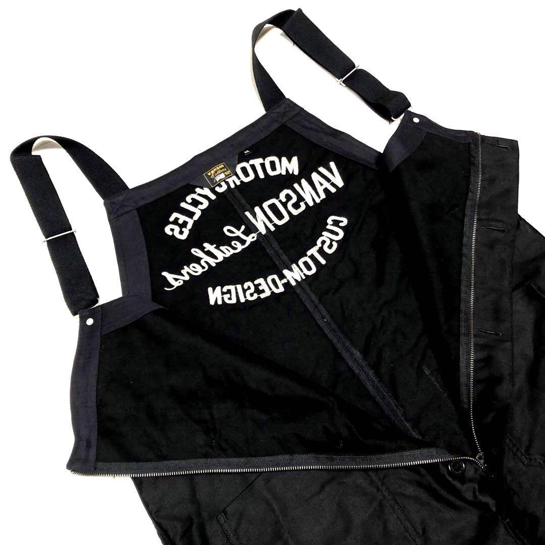 美品 3L 黒 バンソン VANSON オーバーオール デッキパンツ サロペット