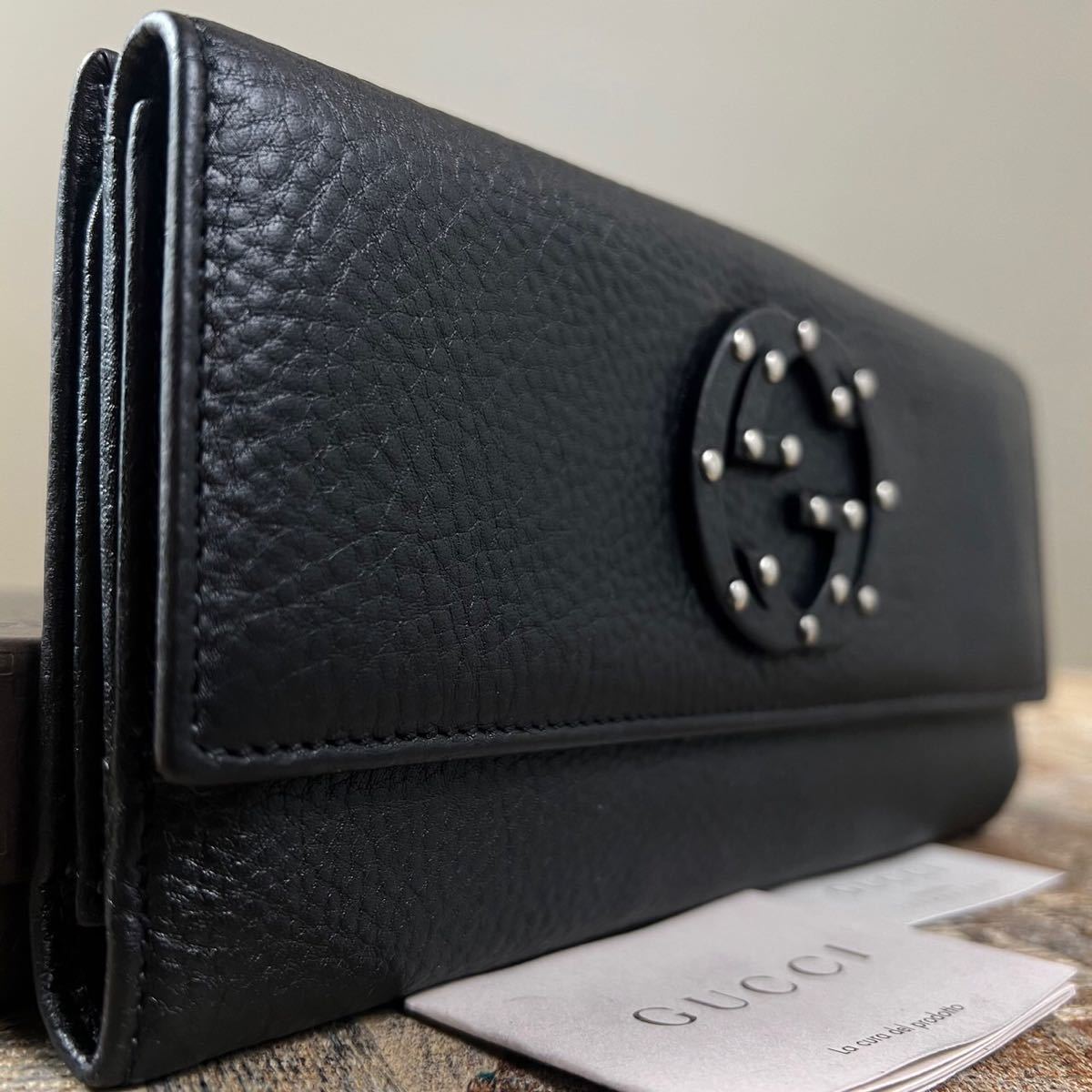 □1円□グッチ□美品□GUCCI□長財布□GG□シマレザー□男女 ソーホー