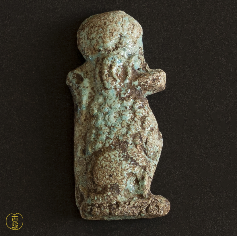 【古記】古代エジプト バビ（ババイ）神 アミュレット 護符 ファイアンス ☆文化遺産 アンティーク 彫刻 考古美術 英国収集家愛蔵品