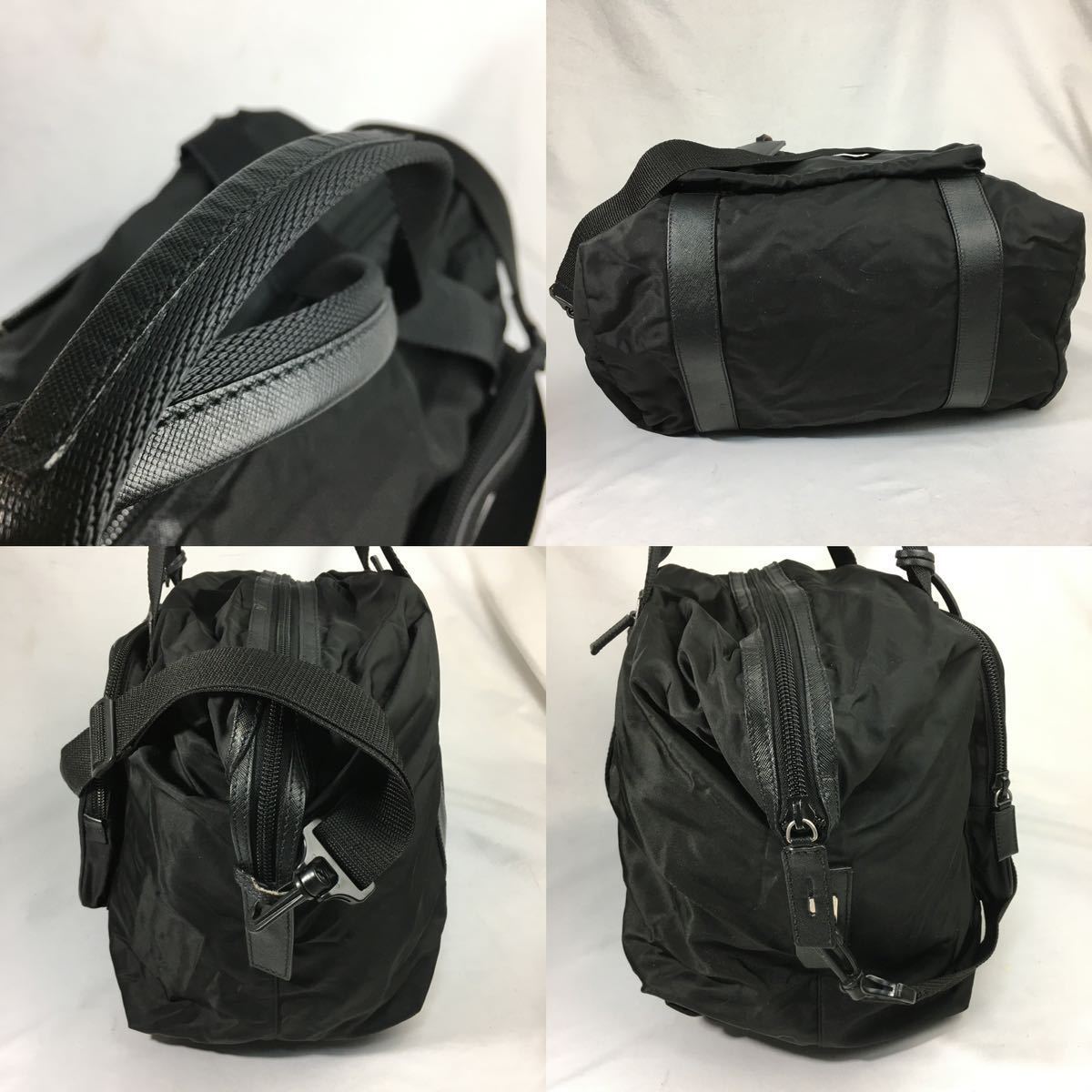 極美品 2way ボストンバッグ トライアングルロゴプレート PRADA プラダ