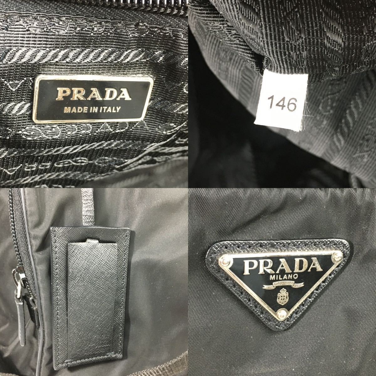 極美品 2way ボストンバッグ トライアングルロゴプレート PRADA プラダ