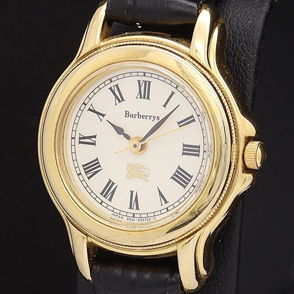 1円 稼働 良品 バーバリー QZ 6031-G11513 ラウンド ローマン 白系文字