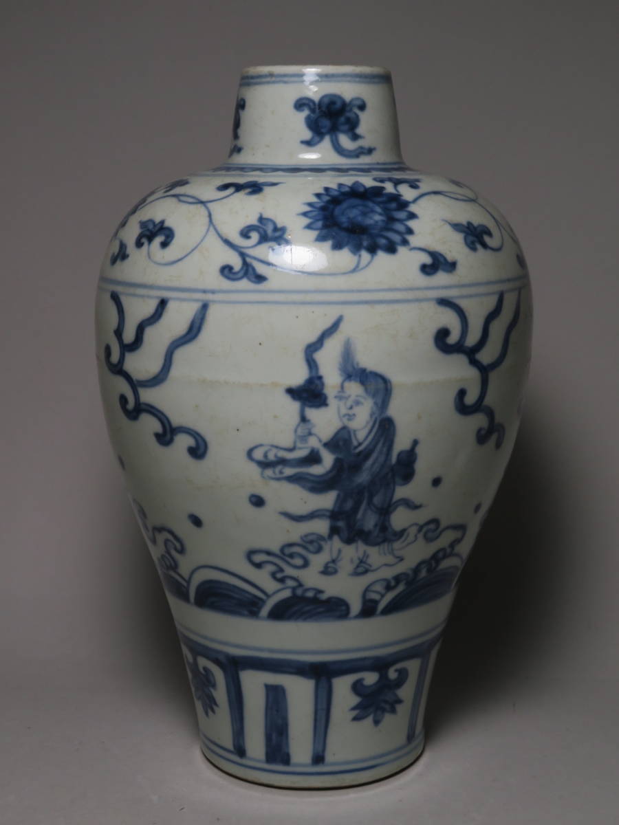 在銘 花瓶 壺 N909 作家物 高32.5cm 瓶 花鳥紋 色絵 中国美術 「
