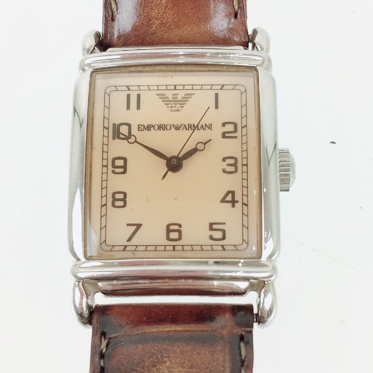 稼働品 EMPORIOARMANI エンポリオアルマーニ 腕時計 黒文字盤 クォーツ 