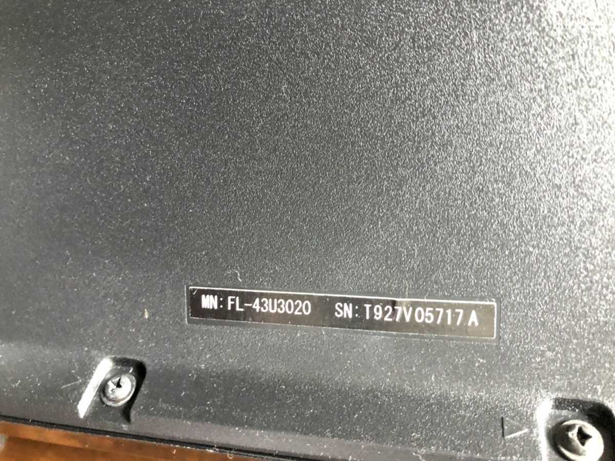FUNAI フナイ FL-43U3020 43型 液晶カラーテレビ 2019年製 地デジ受信