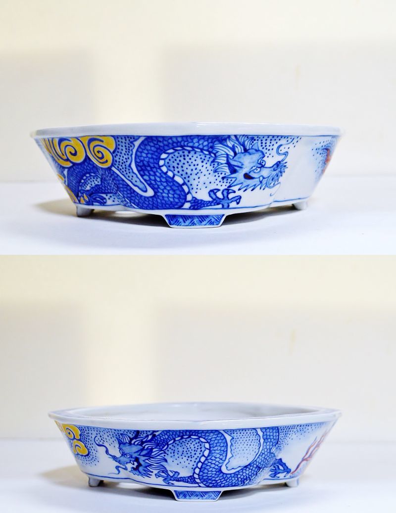 100%新品，高品質 ｛華彩｝ 常滑相羽鴻陽 瑠璃釉窯変楕円鉢！≒20cm