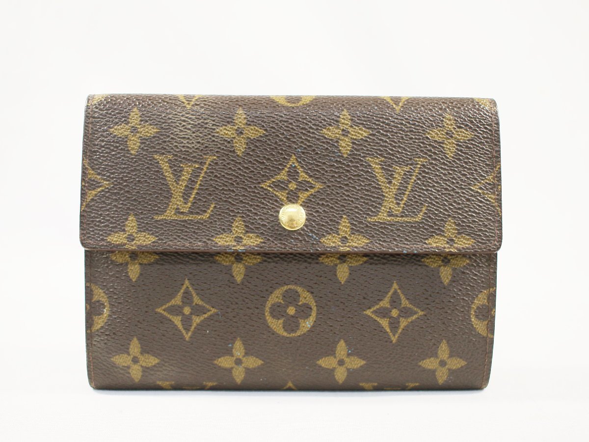 ◎中古品 Louis Vuitton ルイヴィトン モノグラム ポルトトレゾール エテュイパピエ 三折り財布 h_b