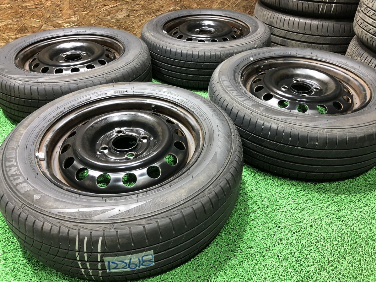 日産純正 14inch 5j × DUNLOP 175/65R14 PCD100 4穴 キューブ ノート マーチ ウイングロード 吸音スポンジ装着タイヤ