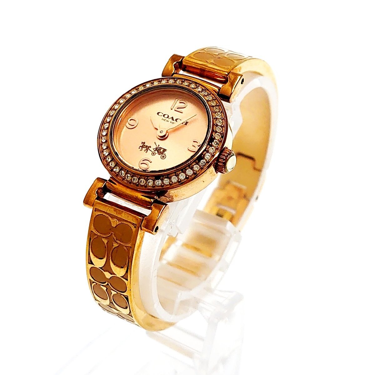 1円 コーチ シグネチャー ピンク SS レディース 腕時計 バングル