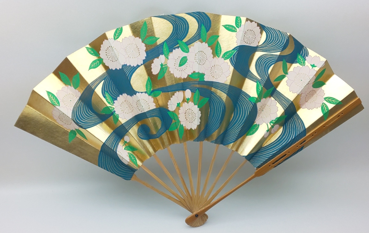 舞扇子 金地 桜柄 ★日本舞踊 扇子★十松屋福井扇舗 舞扇 その11 金地 流水 桜 十松屋福井 / 日本舞踊 踊扇子 能楽 狂言 京