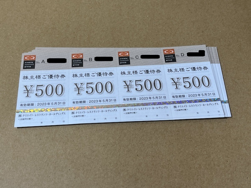 ☆クリエイト・レストランツ 株主優待 24000円分 (500円×48枚
