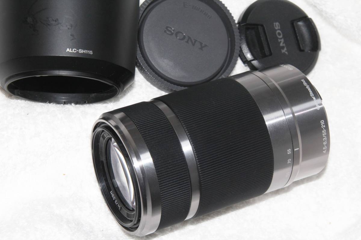 ソニー SONY E 55-210mm F4.5-6.3 OSS シルバー （SEL55210）フード付 美品