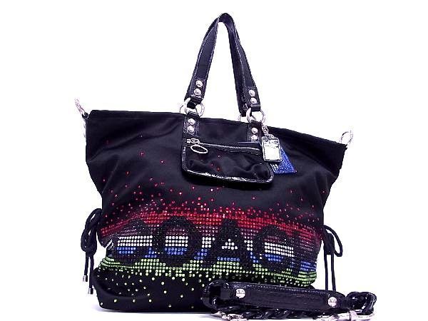 COACH ポピー トートバッグ ロゴ 総柄 キャンバス 大容量 デニム Y2K 