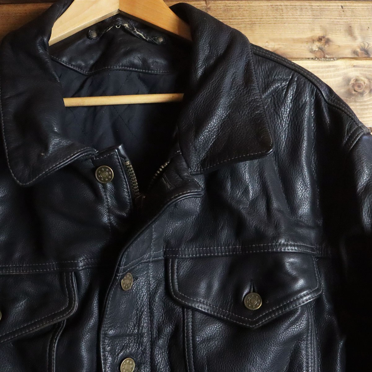 B3S/T1.10-1　ECHTES LEDER　本革　レザージャケット　トラッカージャケット　レースアップ　革ジャン　皮ジャン　バイカー　XXL　ブラック