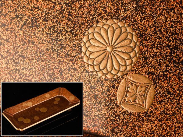 流】時代漆器 江戸時代 梨地菊花金蒔絵香盆 DE422 【公式通販】