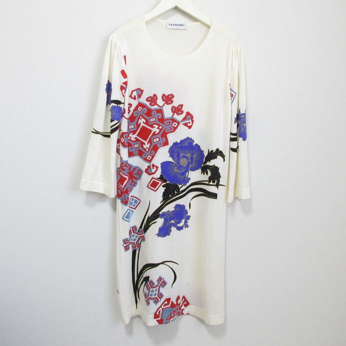 LEONARD レオナール 七分袖 花柄 FASHION ワンピース - M 総柄 LEONARD