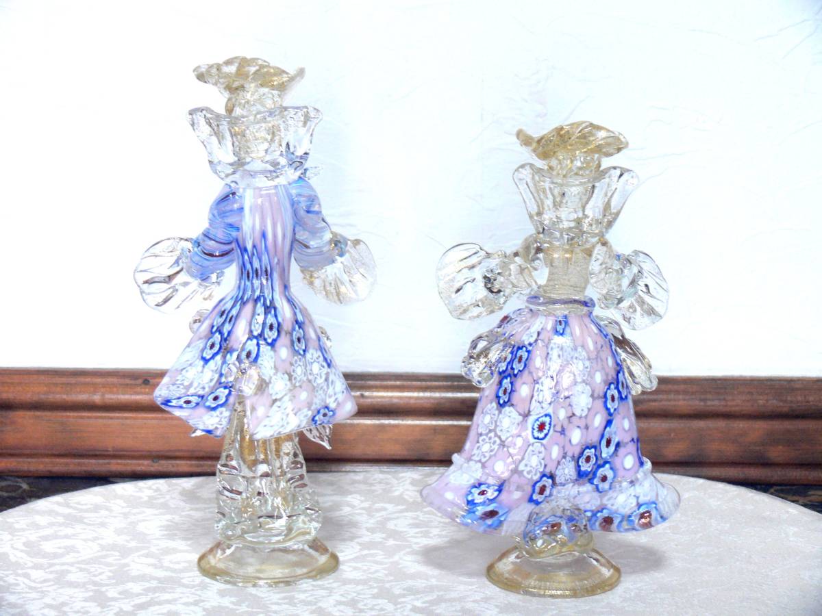 ムラーノガラス（ベネチアングラス）〈オブジェ／置物〉ペア人形「未来