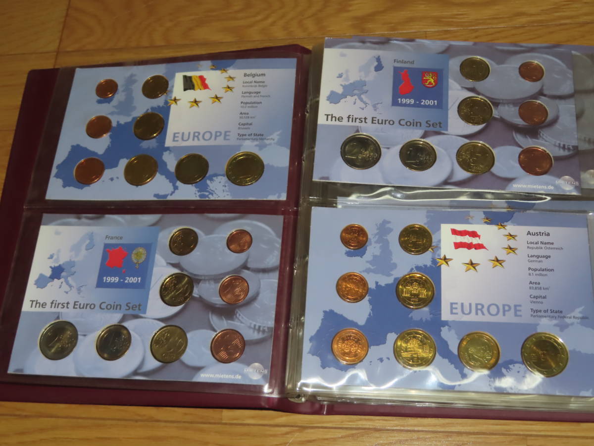 2002年 ユーロ特別アルバム 各種貨幣及紙幣セット ユーロコインと2種 