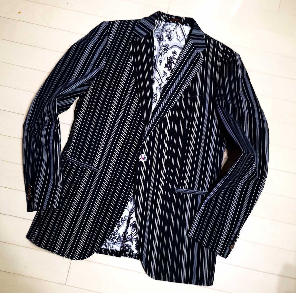 一円出品♪これぞETRO男の色気♪矢鱈縞ストライプジャケット♪