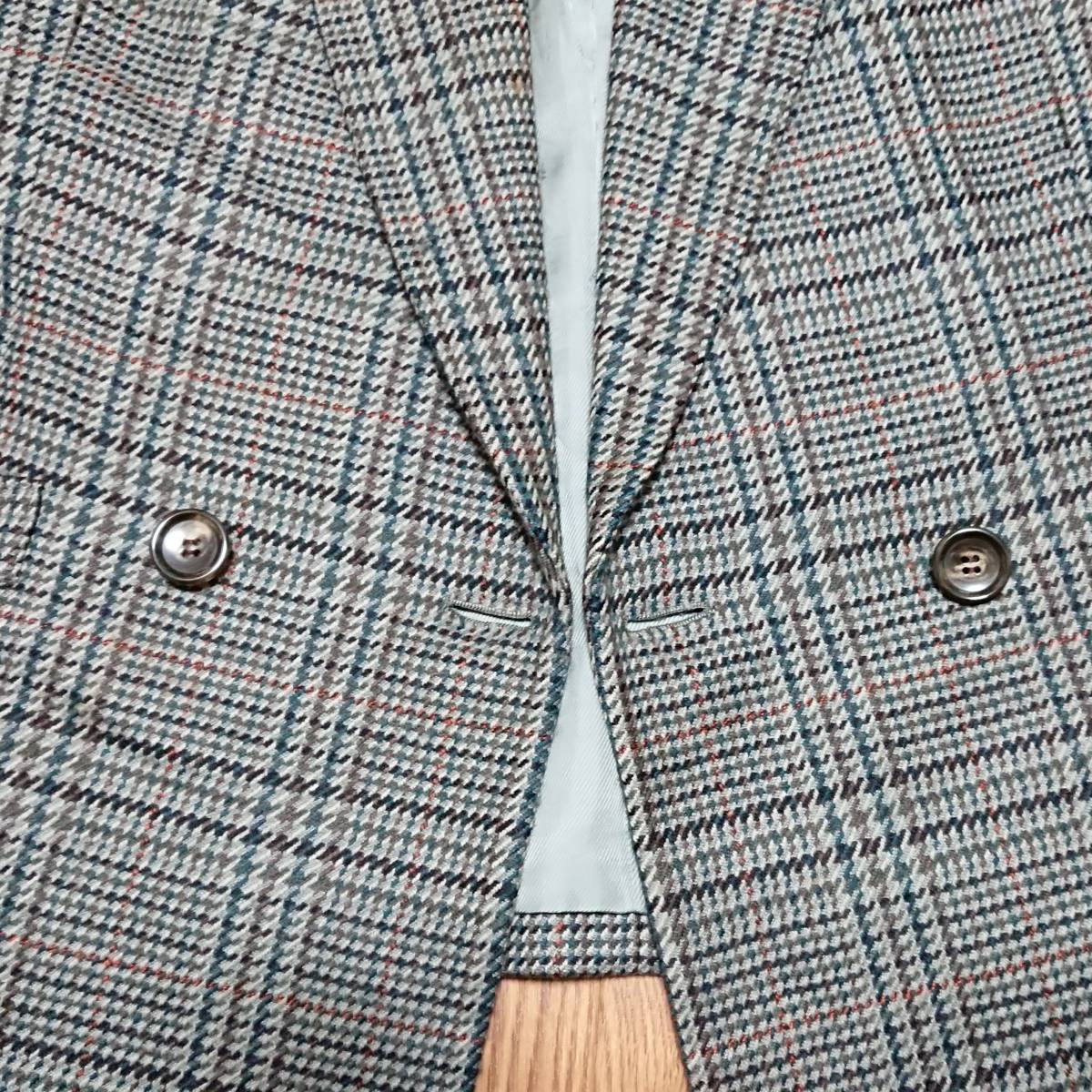 BURBERRY シルク混 ダブルブレスト チェックテーラードジャケット