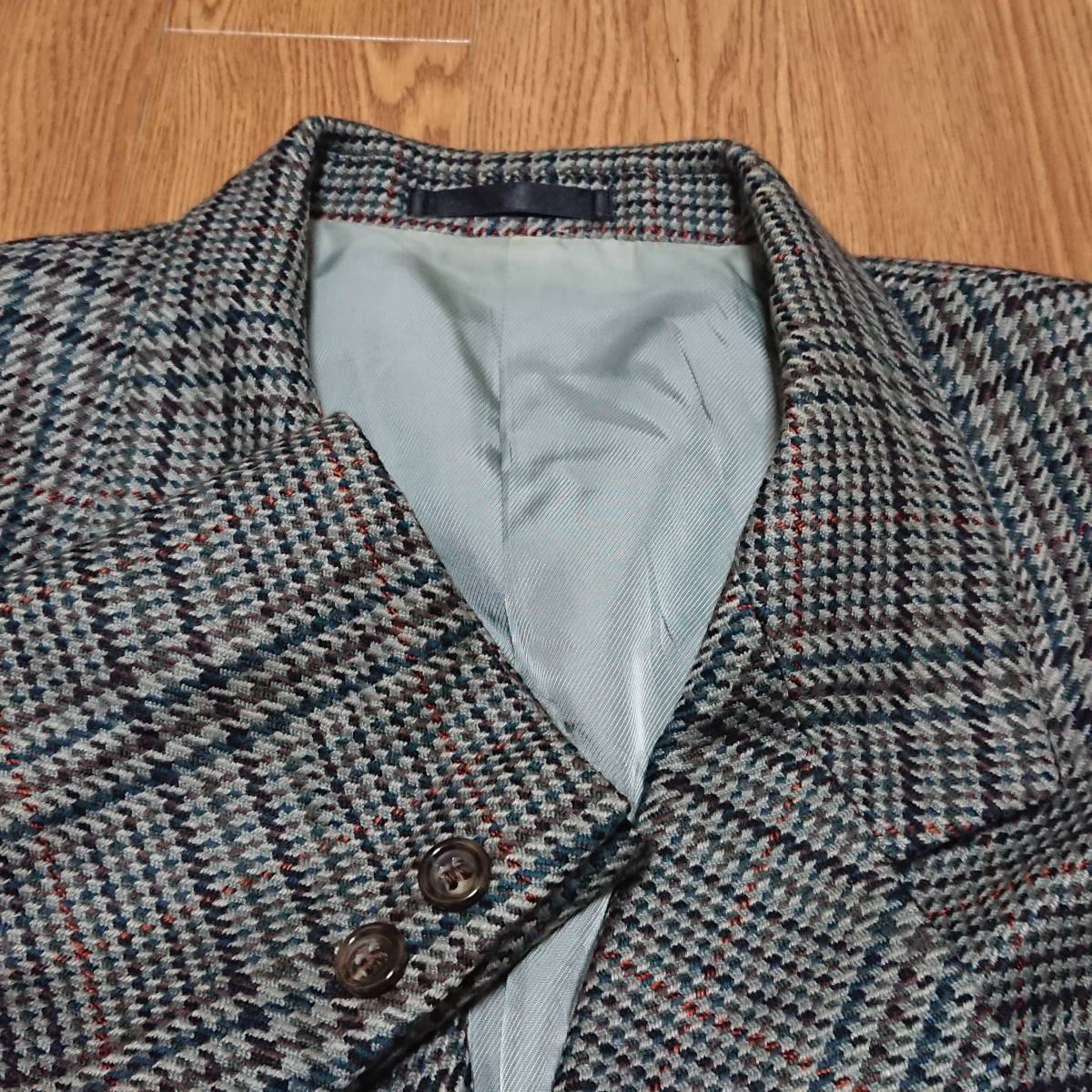 バーバリー ダブル BURBERRY チェックテーラードジャケット シルク混 