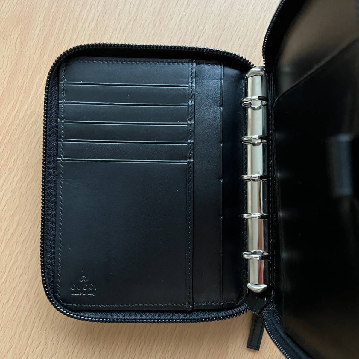 GUCCI グッチ システム手帳カバー 5穴式 ナイロン ブラック 中古