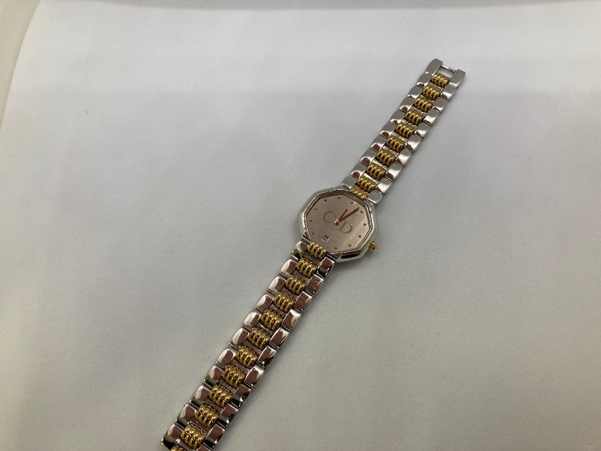 キングラム[01]Christian Dior ディオール レディース腕時計 QZ オクタゴン 48 203 稼働品 クラスプ無し ジャンク【送料無料】J004