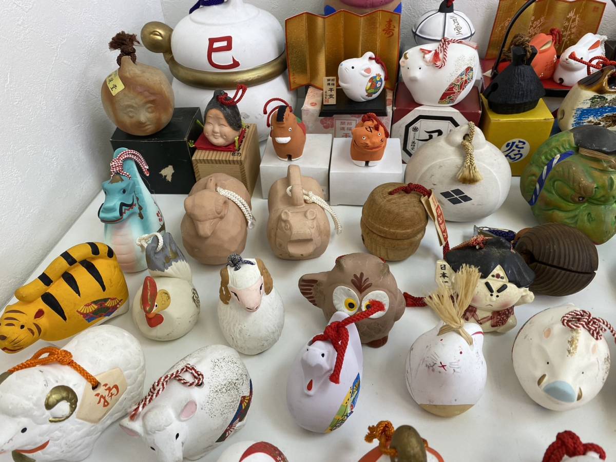 23E0116 伝統工芸品 約80点以上 土鈴 民芸品 土人形 鈴 陶器 置物 大量
