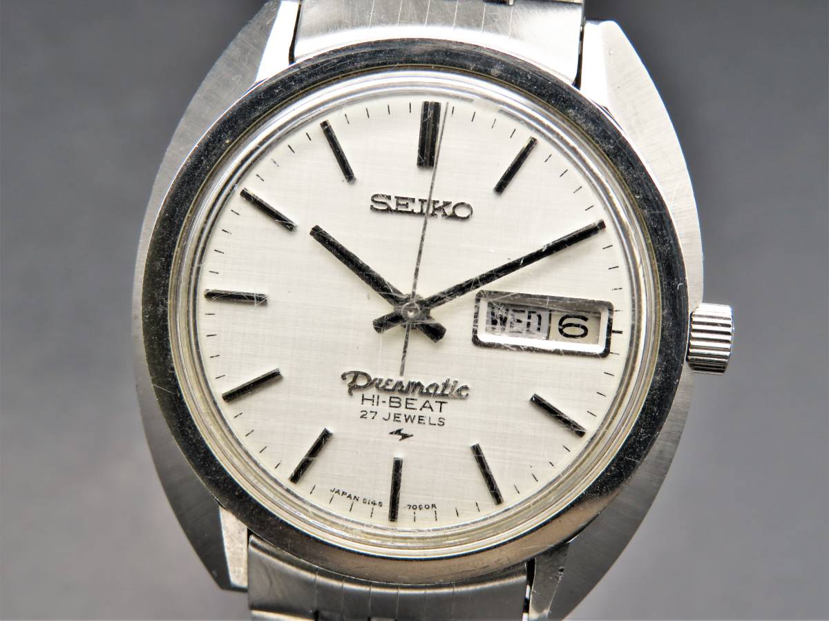 1円～! 稼動品★正規品 SEIKO セイコー 5146-7090 プレスマチック ハイビート 自動巻き デイデイト 純正ブレス メンズ腕時計 KNNSV4391