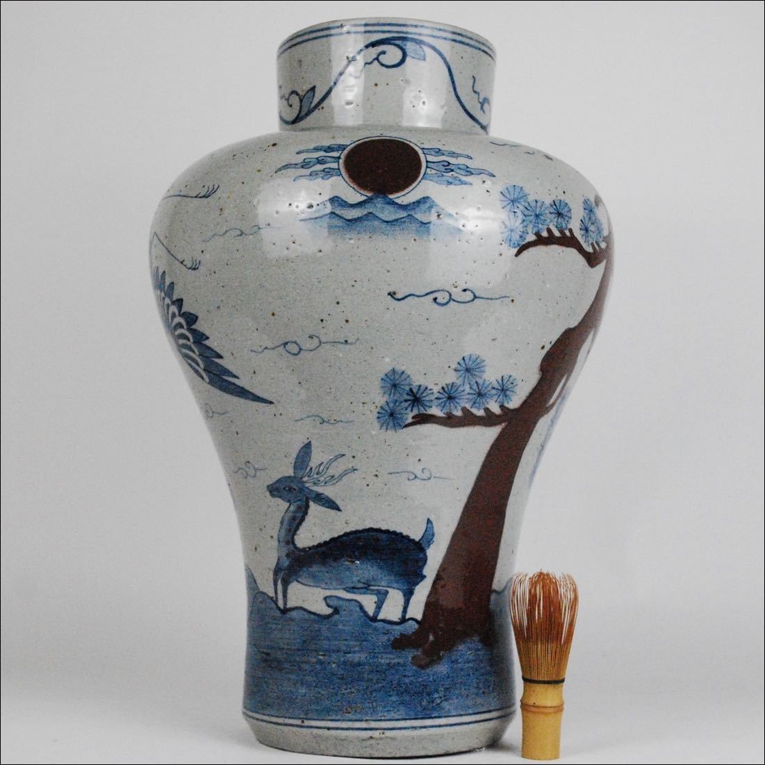 朝鮮美術 李朝 時代 白磁 染付 辰砂 梅瓶 高：47cm 大壷 大花瓶