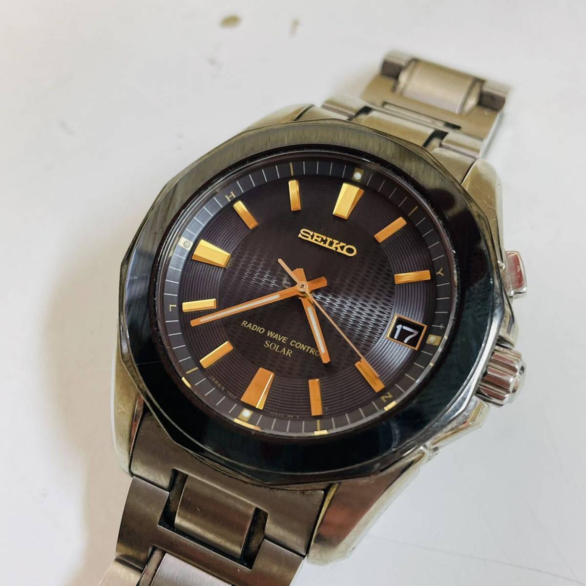 【稼動】 SEIKO ブライツ 腕時計 チタン 電波ソーラー デイト メンズ 稼動】 SEIKO ブライツ 腕時計 チタン 電波ソーラー デイト メンズ