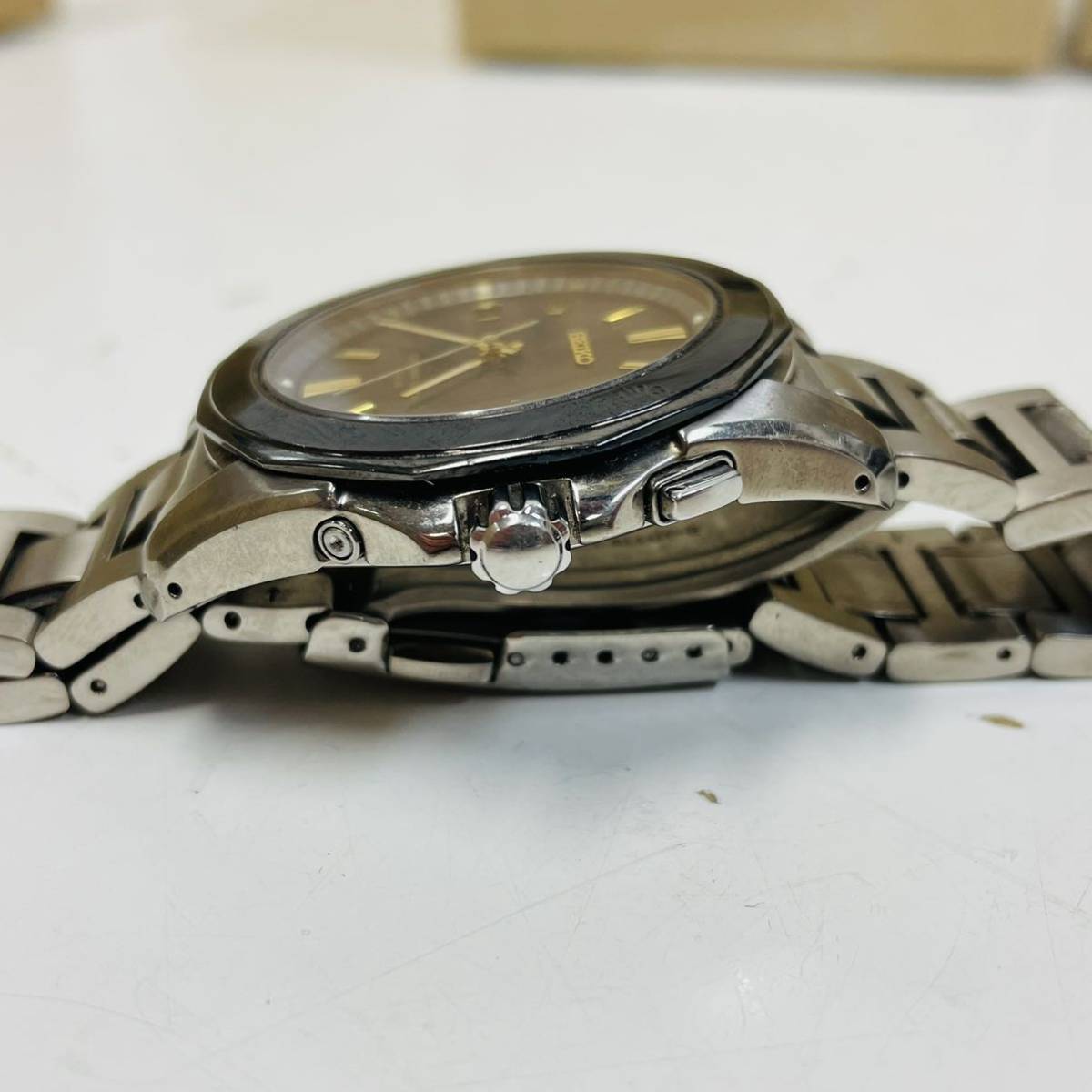 稼働 SEIKO セイコー 電波ソーラー 7B42-0AG0 ブライツ チタン 黒文字  