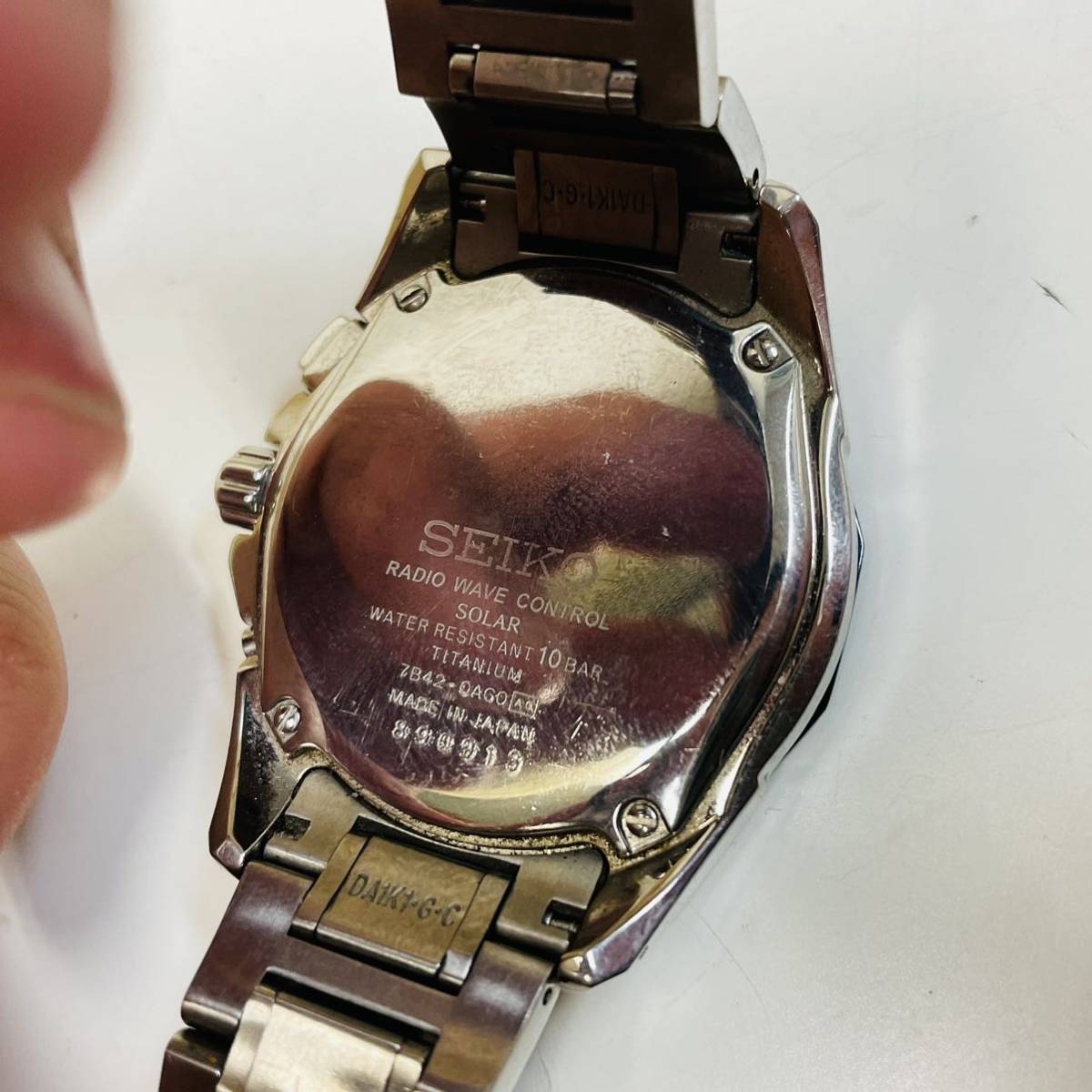 稼働 SEIKO セイコー 電波ソーラー 7B42-0AG0 ブライツ チタン 黒文字  