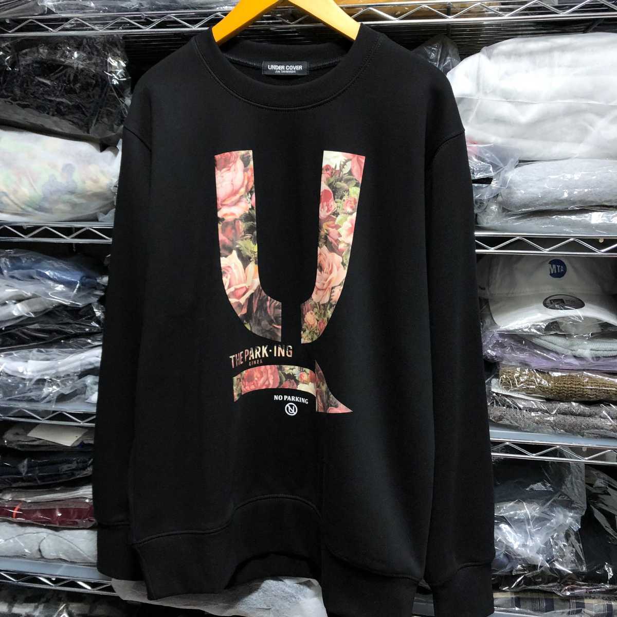 未使用 UNDERCOVER THE PARKING GINZA BIG U LOGO CREWNECK BLACK アンダーカバー ザ パーキング 銀座 ロゴ スウェット トレーナー S 黒
