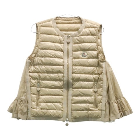 モンクレール MONCLER サカイ ヒトミHITOMI フリルデザイン ベスト 1円】MONCLER モンクレール HITOMI GILET フレアダウンベスト ベージュ