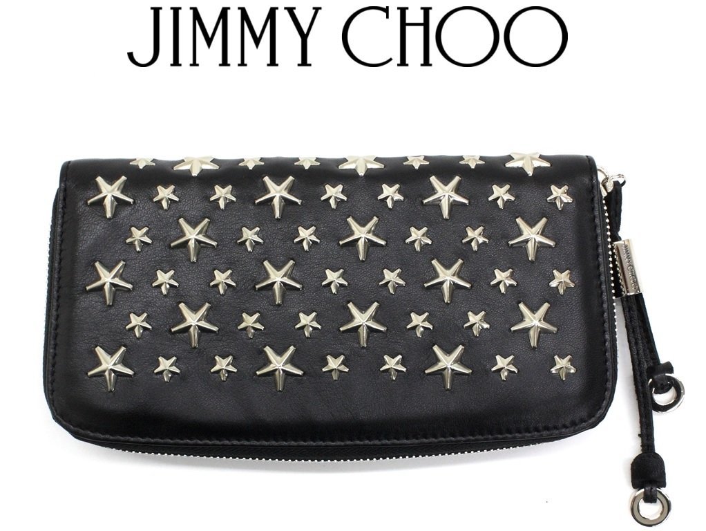 12万新品◇JIMMY CHOOジミーチュウ◇黒レザースタースタッズラウンド