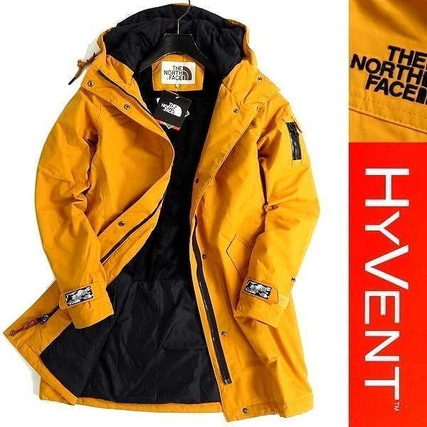 THE NORTH FACE ノースフェイス 定価2.7万 防水撥水 HYVENT 高機能中綿 ロングジャケット パデッドブルゾン F88 MUS 80/S▲043▼bus7718e