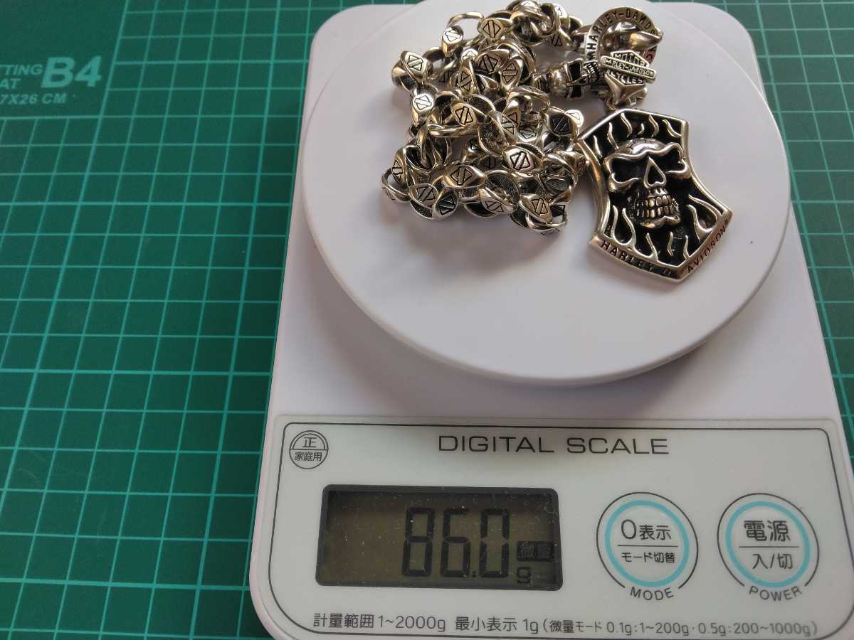 断捨離 1円～ シルバー925 ハーレーダビッドソン スカルネックレス 86g 