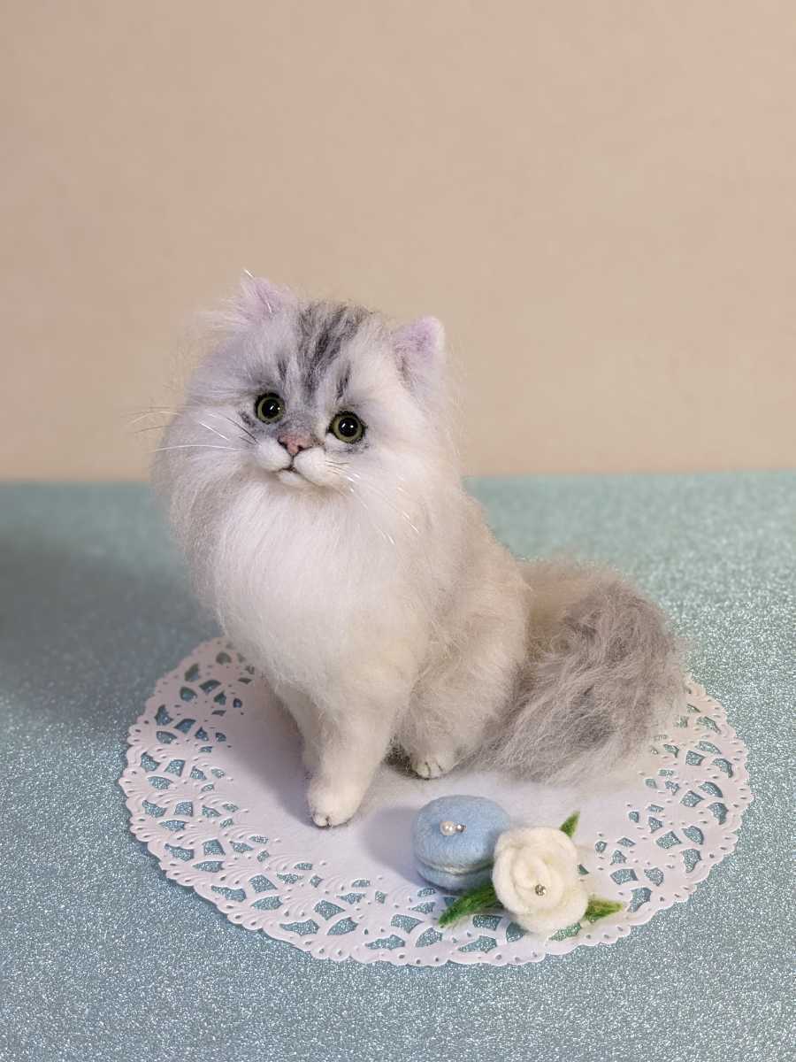 羊毛フェルト チンチラ ハンドメイド 猫 【公式通販】