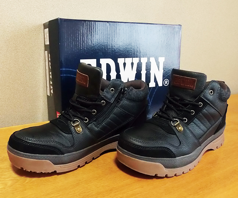 【美品】EDWIN 防滑スノトレ ミッドカット 26.0 3E BLACK