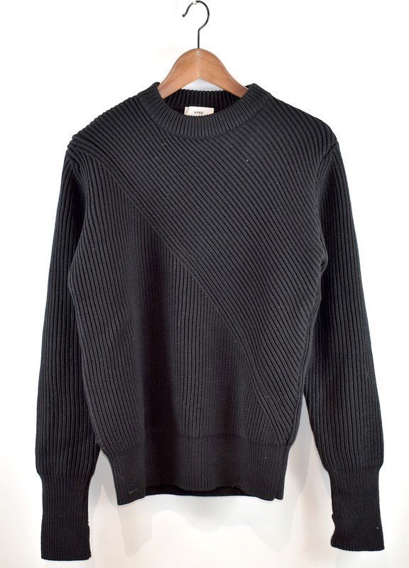 HYKE/ハイク　18AW　リブクルーネックセーター　ニット　サイズ：2　カラー：ブラック