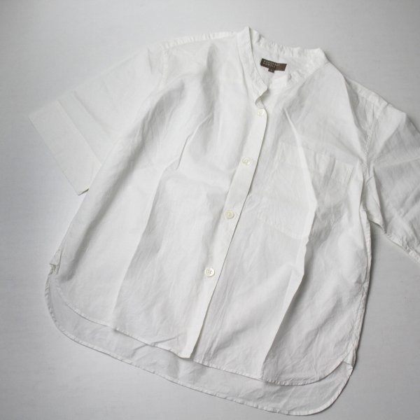 2021SS MARGARET HOWELL マーガレットハウエル COTTON LINEN スタンドカラーハーフスリーブシャツ 1/ホワイト【2400013181648】