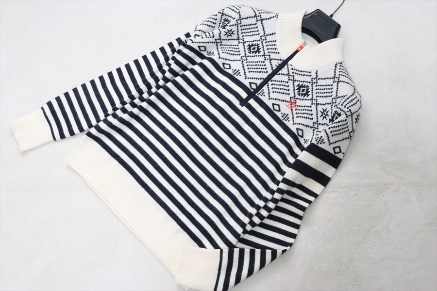 Munsingwear マンシング ゴルフ 女性用 ハーフジップ セーター M 白/紺