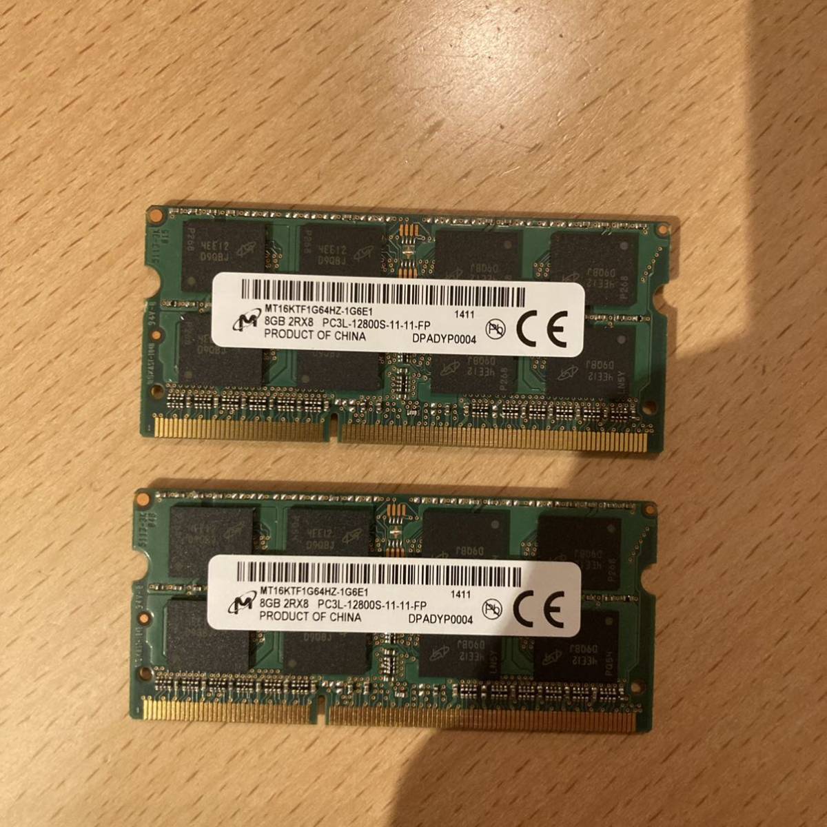 8GB 2枚セットMicron PC3L-12800S 
