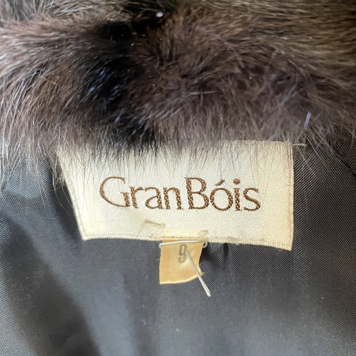 古着 ミカレディ GRAN BOIS リス 毛皮 ファー 襟付 コート サイズ9 