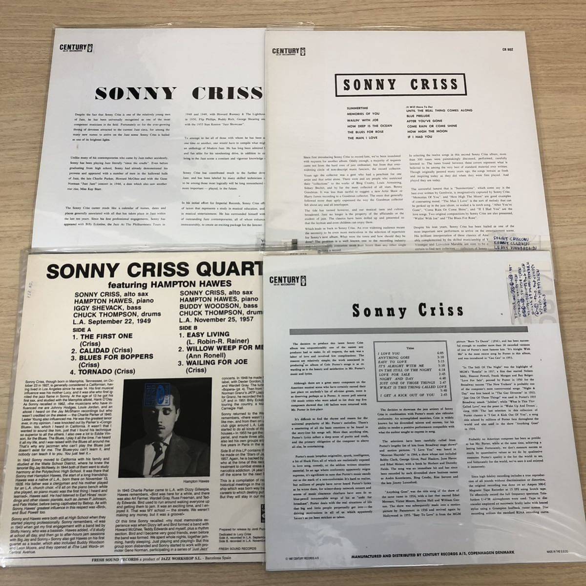 AF1143a）JAZZ ジャズ LPレコード 4枚まとめ sonny criss ソニークリス