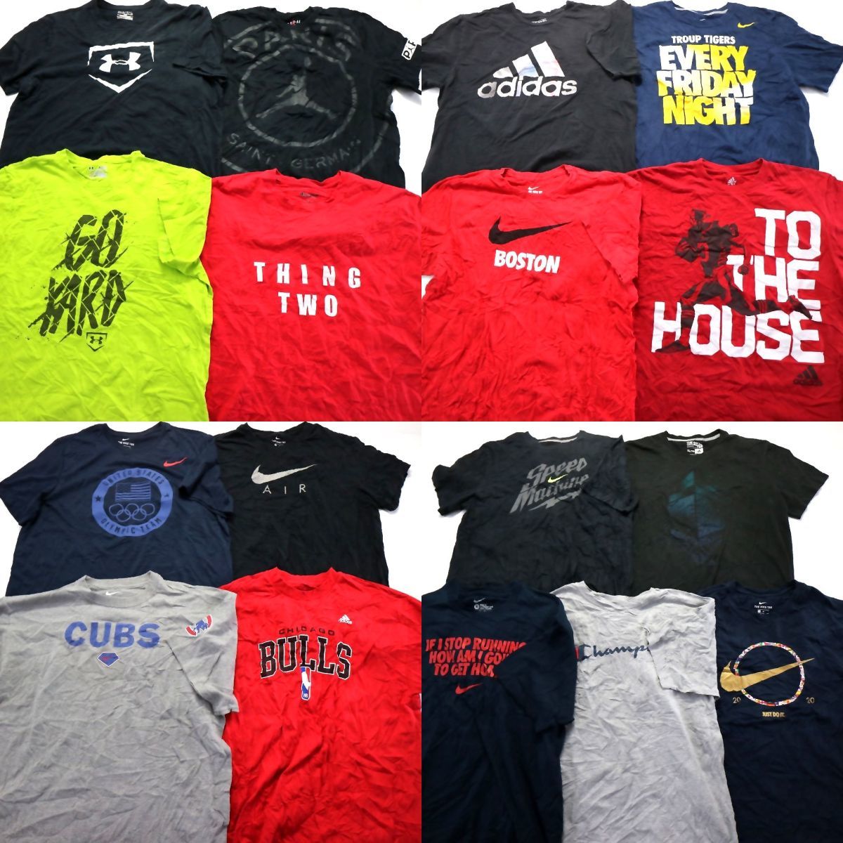 ◎スポブラMIX Tシャツ set アディダス チャンピオン 他 (メンズXL) 17枚セット まとめ売り 古着卸 1円スタート 最落なし ML2667