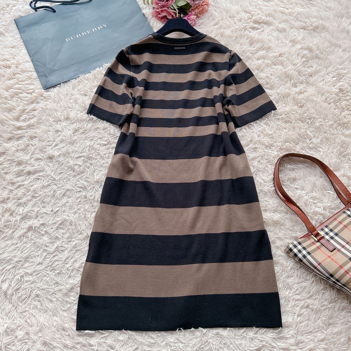 バーバリーロンドン　ワンピース　ボーダー 大きいサイズ44/2XL*バーバリーロンドン BURBERRY LONDON ボーダー
