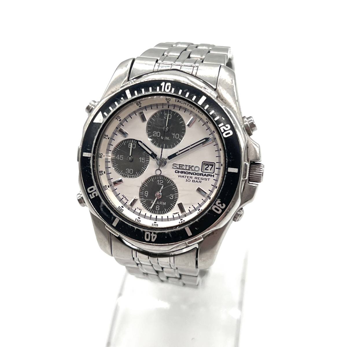 ■SEIKO セイコー Y182-6F00 クロノグラフ アラーム デイト クォーツ 腕時計
